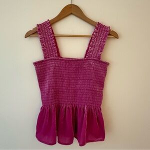 Anthropologie by Anthropologie Smocked Velvet Babydoll Tank Top Size Medium